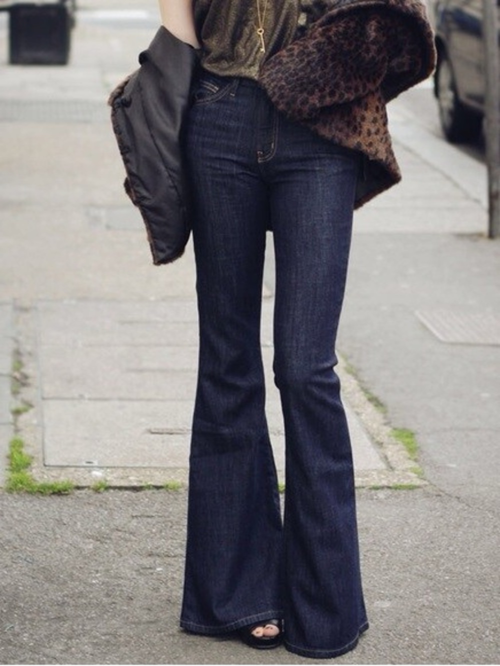 Free People Current/Elliott The High Rise Bell Jeans in Patriot